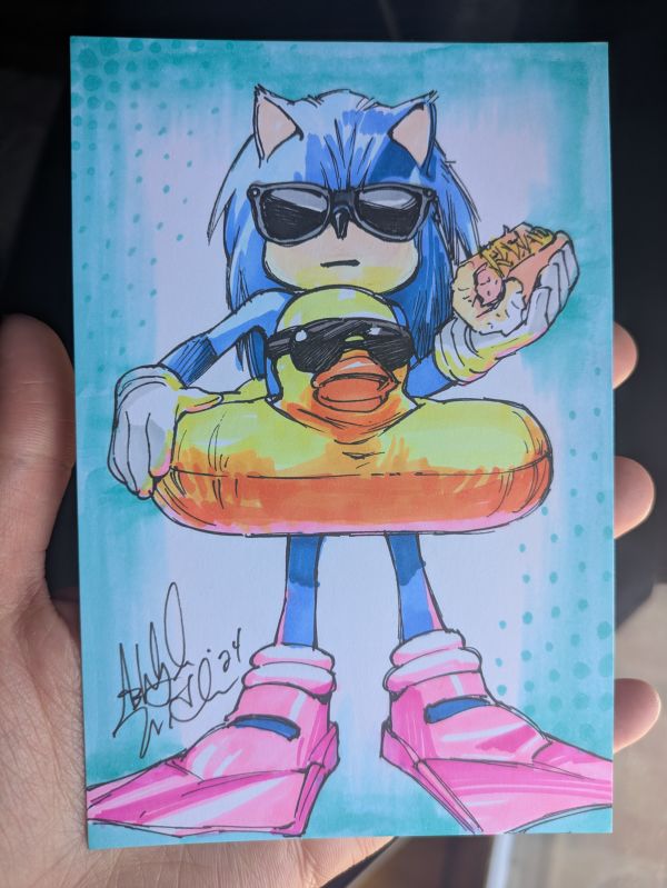 Image for DEAL WITH IT!  MAX AURA Sonic the Hedgehog Sketch Card by Ashley Witter