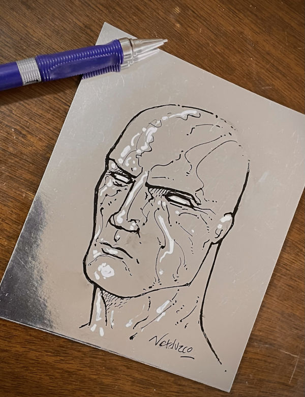 Image for SILVER SURFER SKETCH on silver paper by Verduzco