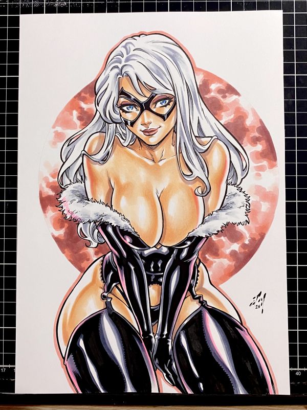 Image for Black Cat Original Art by Júnior Maia