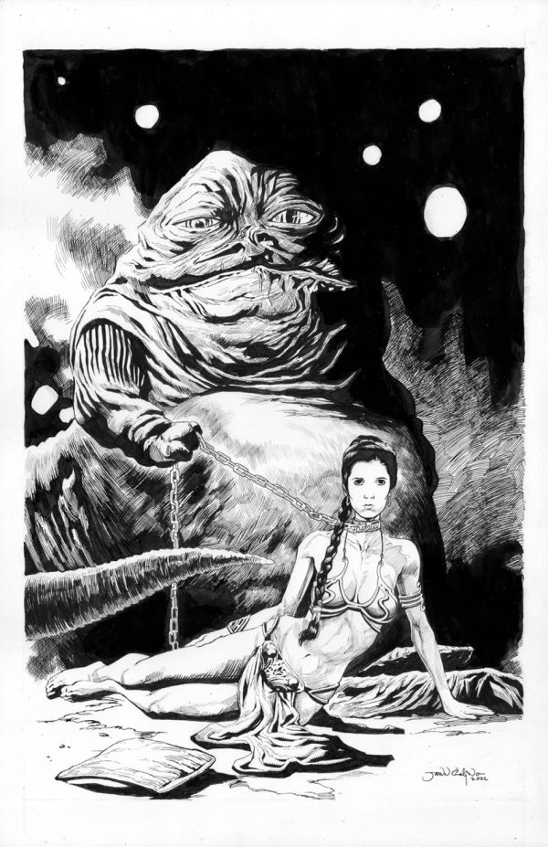 Image for Leia and Jabba the Hutt Illustration