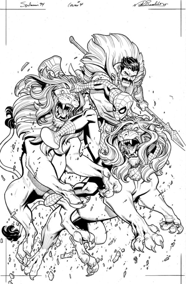 Image for Spider-Man 94 issue 4 Cover ! Pencilled & inked by Kick Bradshaw ! Spidey vs Kraven Original Art measures 11x17 inches ! Signed by Bradshaw !