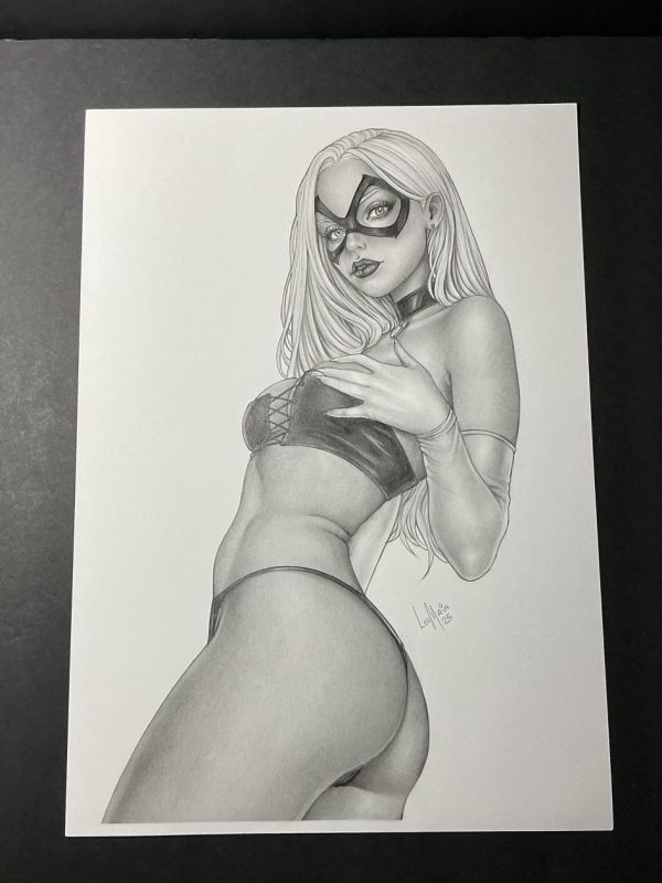 Image for 11x17 Black Cat Graphite Illustration by Leo Maia