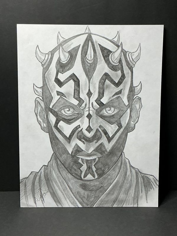 Image for Darth Maul Graphite Portrait by published artist Danielle Ertzberger @insidethemindofelle