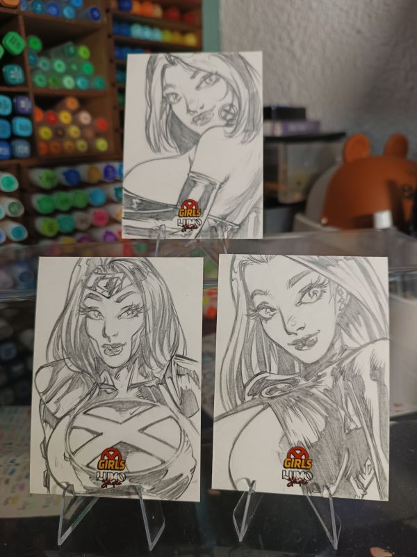 Image for 3 X-Girls Sketch Cards by Oz