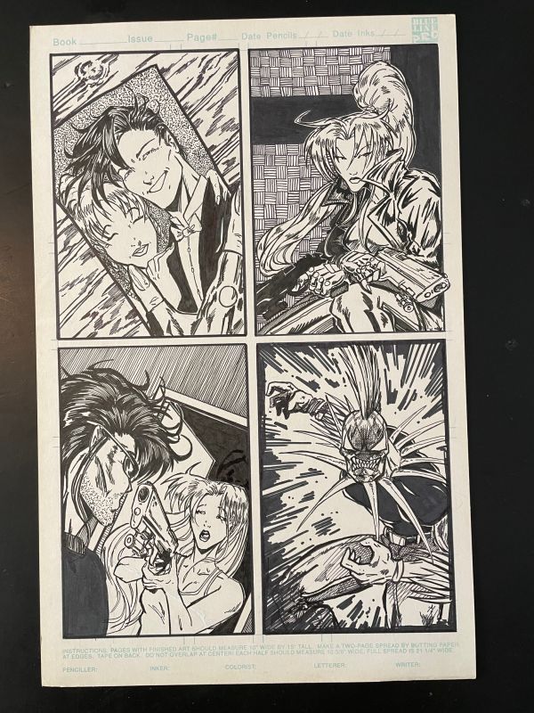 Image for Pineapple Man unpublished page (pineapple man in lower right panel) OA by Sam Campos