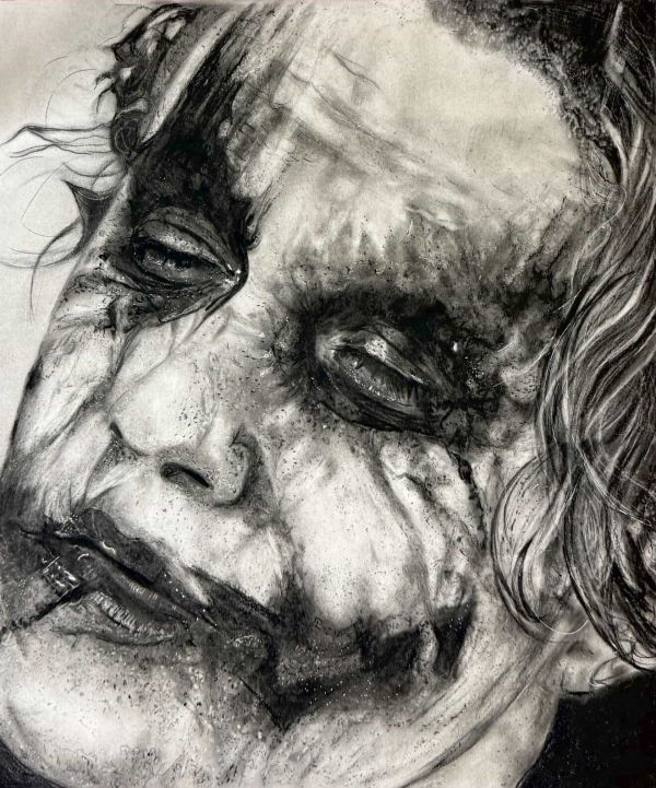 Image for 16x20 Heath Ledger Joker Charcoal Portrait by Erinredlineart