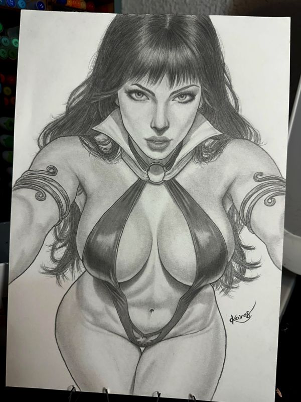 Image for 9"12 Vampirella Pencil Drawing by Kairos