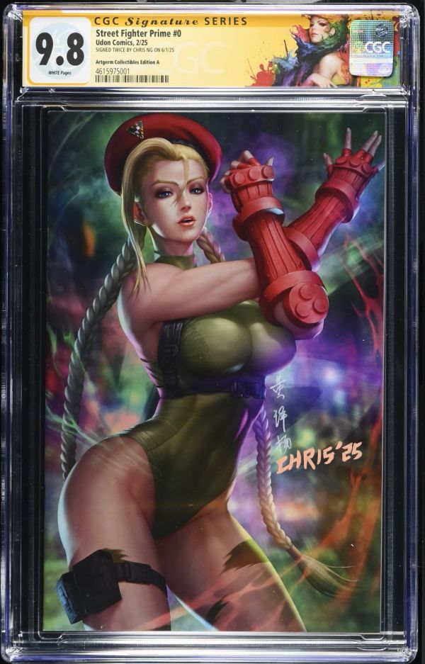 Image for Street Fighter Prime #0 | Artgerm Collectibles Edition A | CGC 9.8 | Signature SeriesCGC Signature Series witnessed the Chris Ng signing on 6/1/25.SIGNED TWICE BY CHRIS NG ON 6/1/25"Virgin" cover.Matt Moylan story, Chris Ng coverAlberto Alburquerque, Renzo Rodriguez,Hanzo Steinbach & Royce Southerland art