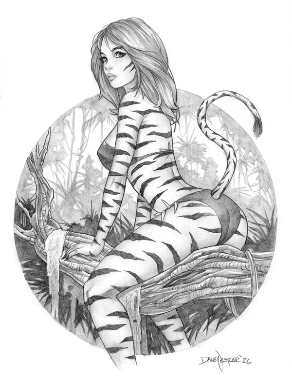 Image for "Tigra" original pencil sketch from Dave Nestler