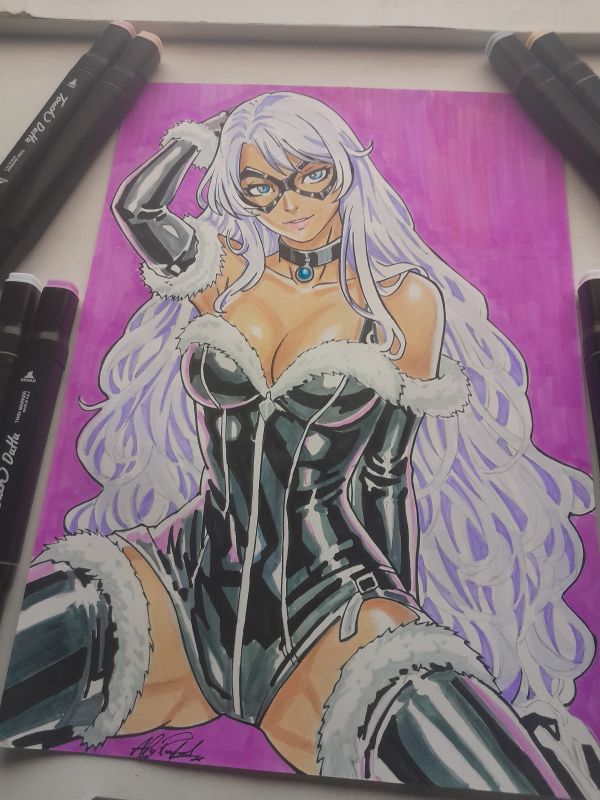 Image for Black Cat  art original size 09x12 by aly Rafael 