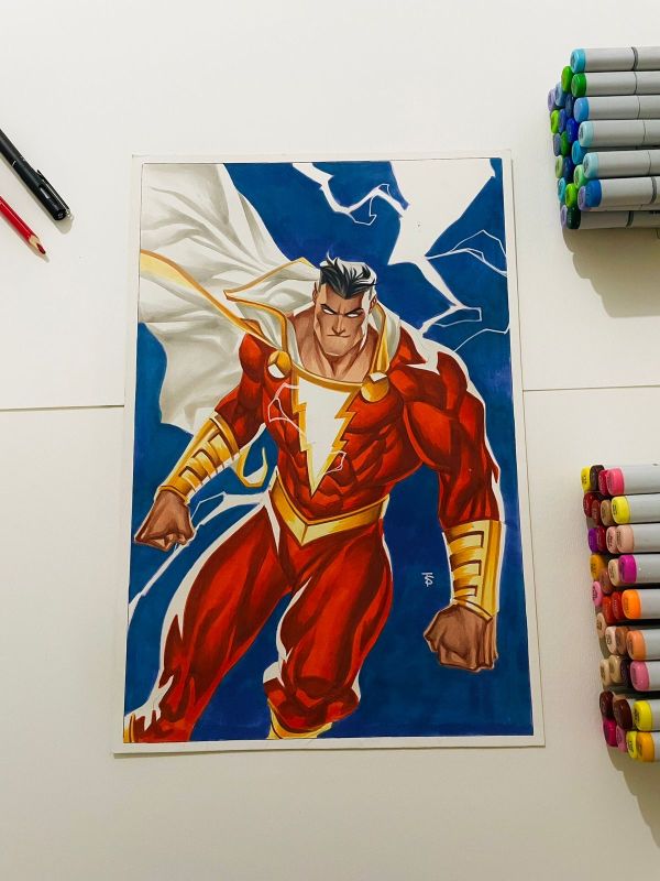 Image for Starting $1 - Shazam Original Art  Amazing 10x15" by Famous DC/Marvel artist Thony Silas 