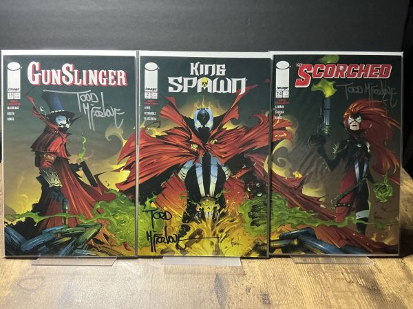 Image for Signed Todd McFarlane  Connecting set, Gunslinger #15, King Spawn #1, Scorched #24