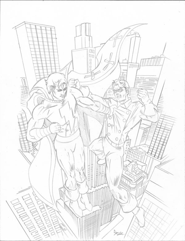Image for Captain Marvel Jr vs Bucky preliminary pencils by Jason "Spyda" Adams