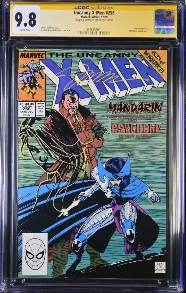 Image for Uncanny X-Men #256 | CGC 9.8 | Signature SeriesCGC Signature Series witnessed the Jim Lee signing on 11/22/25.SIGNED & SKETCH BY JIM LEE ON 11/22/251st new Psylocke.Mandarin appearance.Chris Claremont storyJim Lee & Scott Williams cover & art