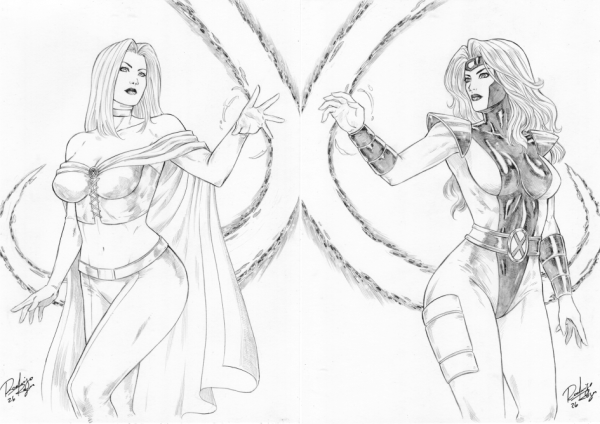 Image for Two 9x12 Sheets Featuring Emma Frost and Jean Grey