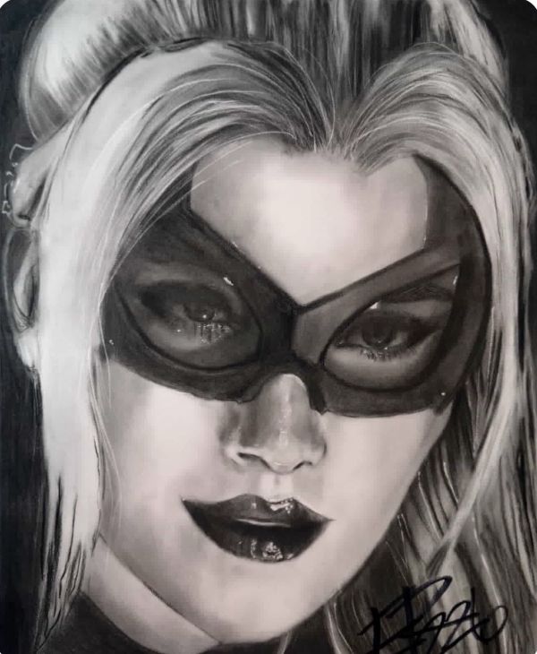 Image for Black Cat 16x20 Charcoal Art by @erinredlineart