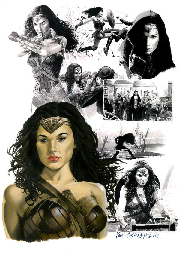 Image for WONDER WOMAN FILM MONTAGE PRINT SIGNED KEN BRANCH