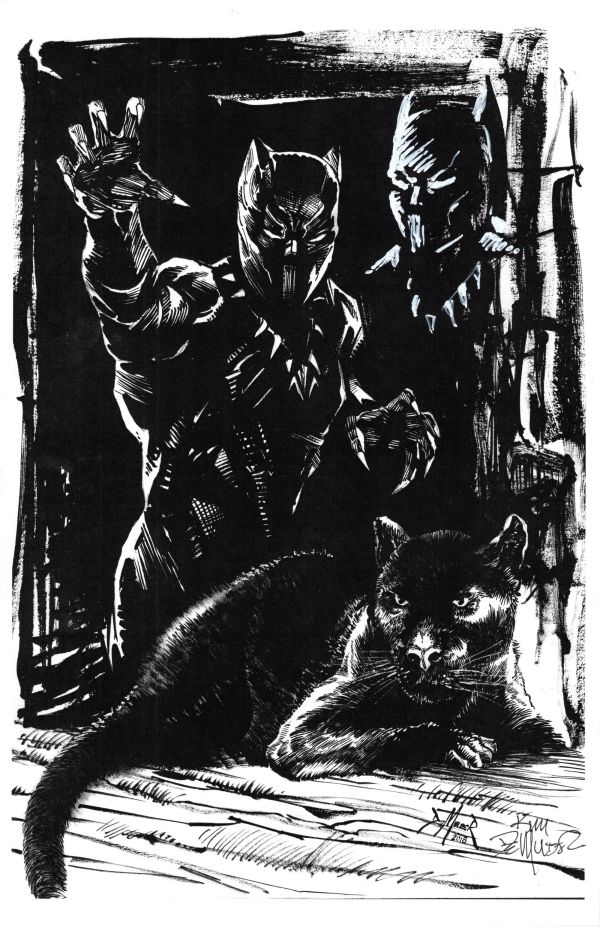 Image for BLACK PANTHER B&W PRINT REMARQUED & SIGNED KIM DeMULDER