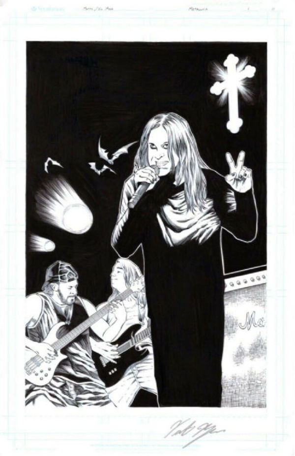 Image for METALLICA OZZY OSBOURNE ORIGINAL ART SPLASH SIGNED VIC MOYA