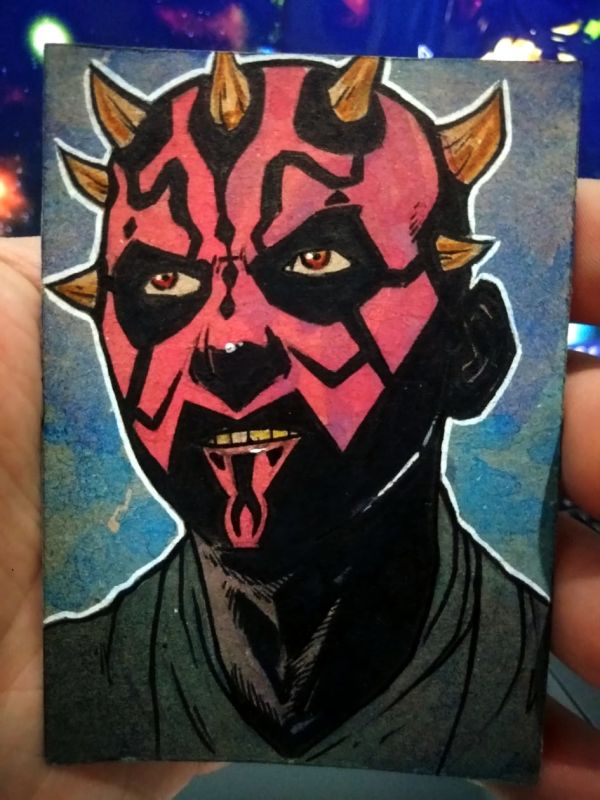 Image for (SOLD) Star Wars Darth Maul sketchcard 2,5x3,5 by Luke Barrows