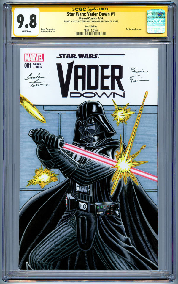 Image for CGC 9.8 STAR WARS VADER DOWN Sketch Cover by the Fraim Bros.!