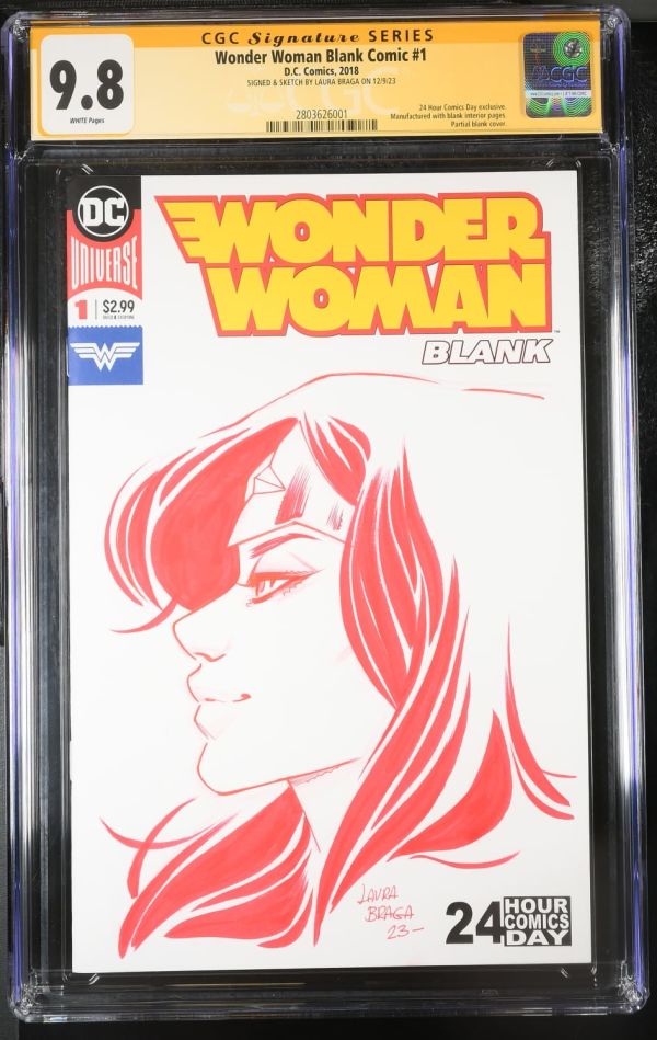 Image for Wonder Woman Blank Comic #1 CGC 9.8 Signed & Sketched by Laura Braga