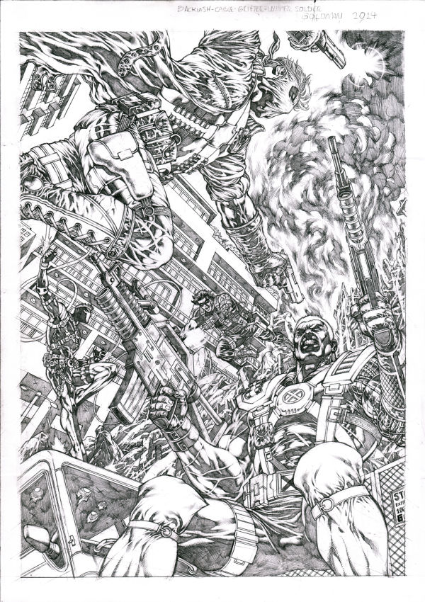 Image for Grifter & Backlash vs. Winter Soldier & Cable commission by Allan Goldman