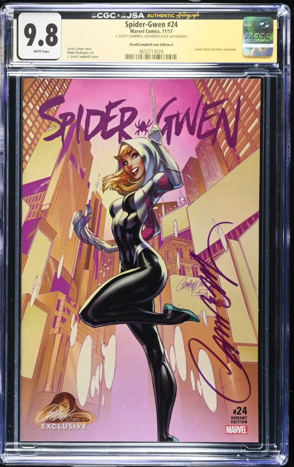 Image for Spider-Gwen #24 CGC 9.8 Signed by J. Scott Campbell