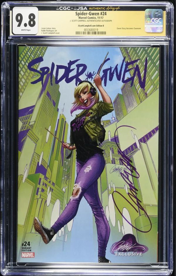 Image for Spider-Gwen #24 CGC 9.8 Signed by J. Scott Campbell