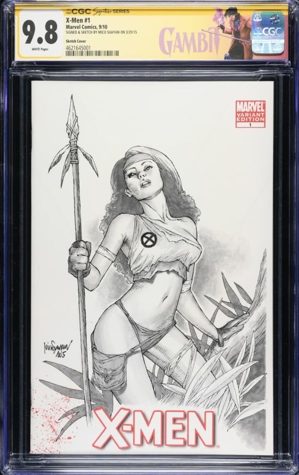 Image for 🟢🟣X-Men #1 CGC 9.8 Mico Suyan Full Original Art Rogue Sketch On Blank With Special Label