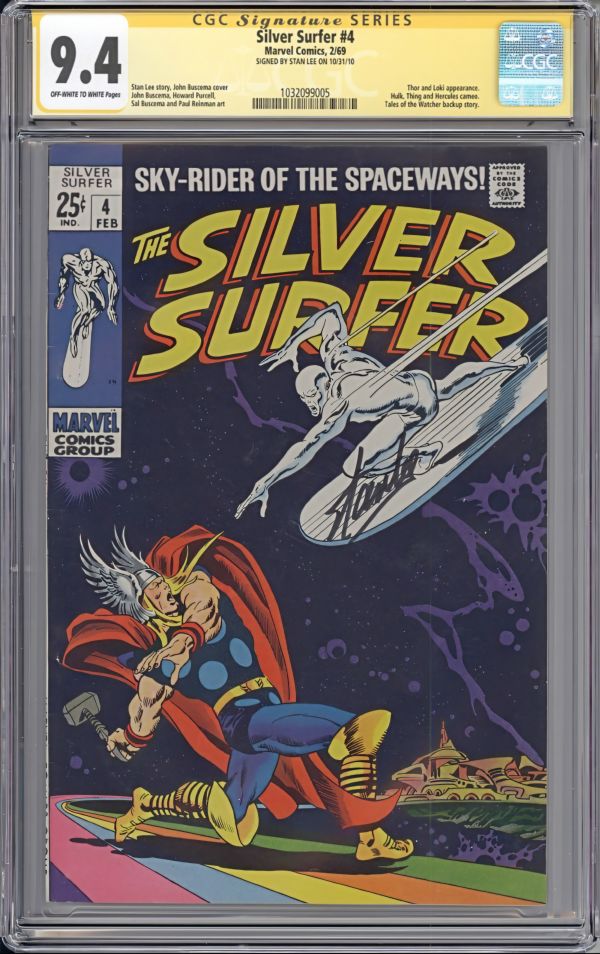 Image for Silver Surfer #4 CGC 9.4 Signed by Stan Lee