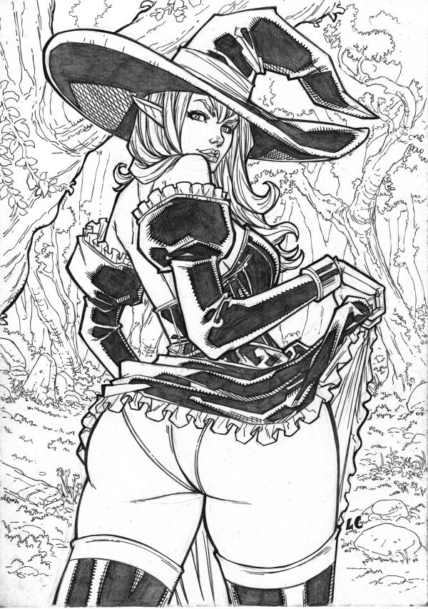 Image for Ilza, Witches of the Purple Forest Original Pencil Art by LC Freitas