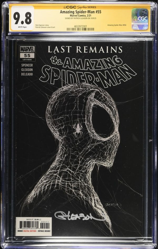 Image for Amazing Spider-Man #55 | CGC 9.8 | Signature SeriesCGC Signature Series witnessed the Patrick Gleason signing on 10/9/25.SIGNED BY PATRICK GLEASON ON 10/9/25Amazing Spider-Man #856Nick Spencer storyPatrick Gleason cover & art