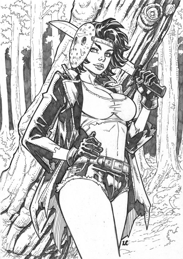 Image for Female Jason Voorhees Halloween Original Pencil Art by LC Freitas