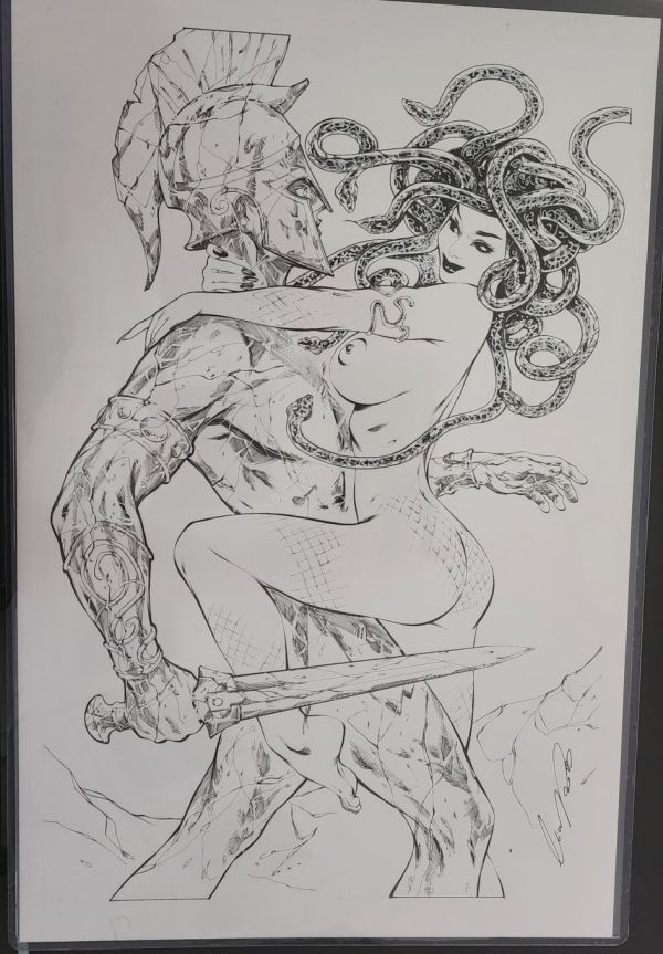 Image for Medusa vs. Spartan Warrior Original Art by Elias Chatzoudis