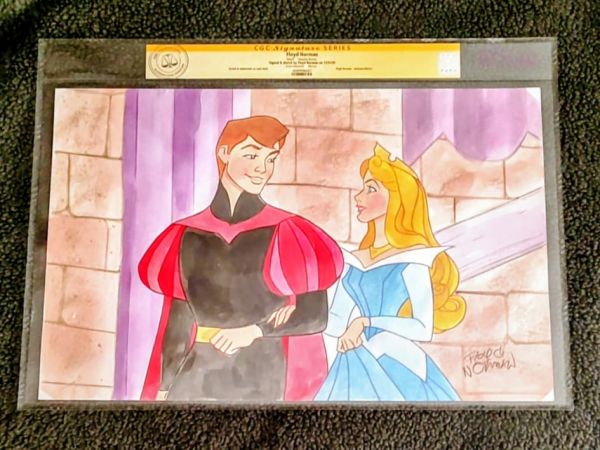 Image for 11x17 Prince Philip and Princess Aurora (Sleeping Beauty) Watercolor Painting by Floyd Norman CGC Verified 