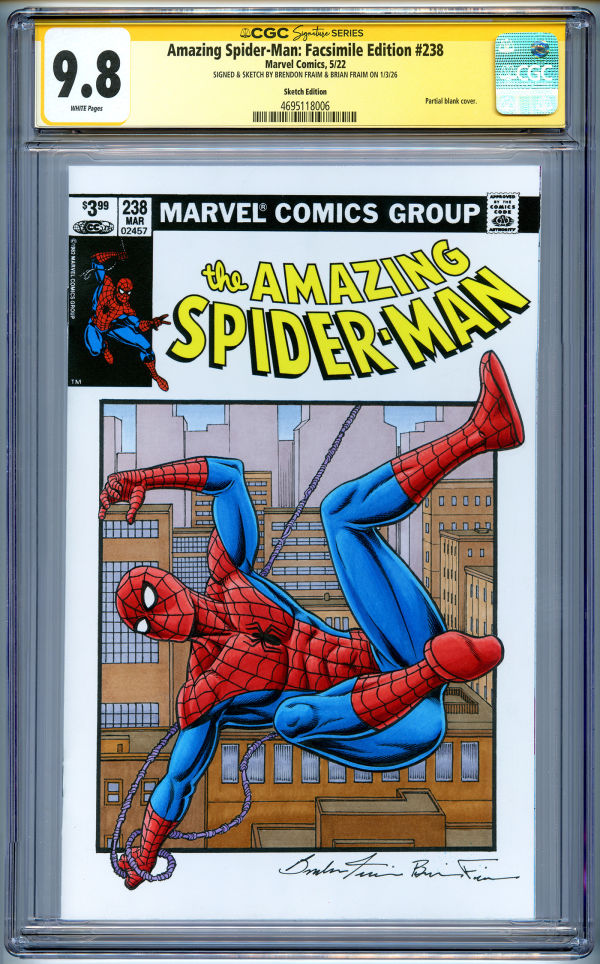 Image for CGC 9.8 AMAZING SPIDER-MAN Sketch Cover by the Fraim Bros.!