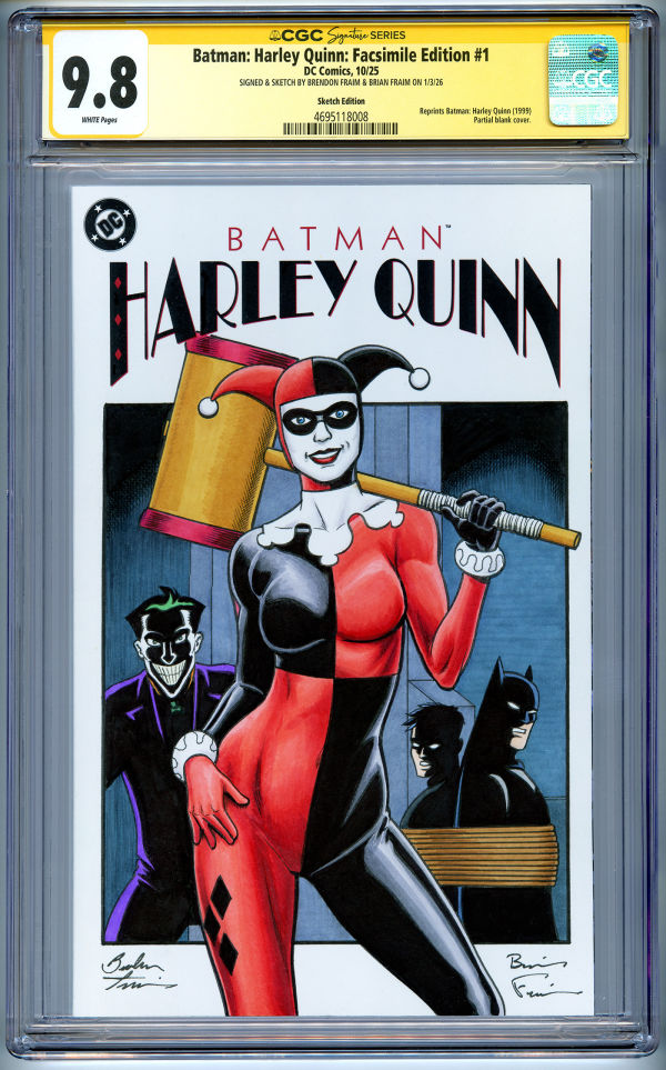 Image for CGC 9.8 Batman HARLEY QUINN Sketch Cover by the Fraim Bros.!