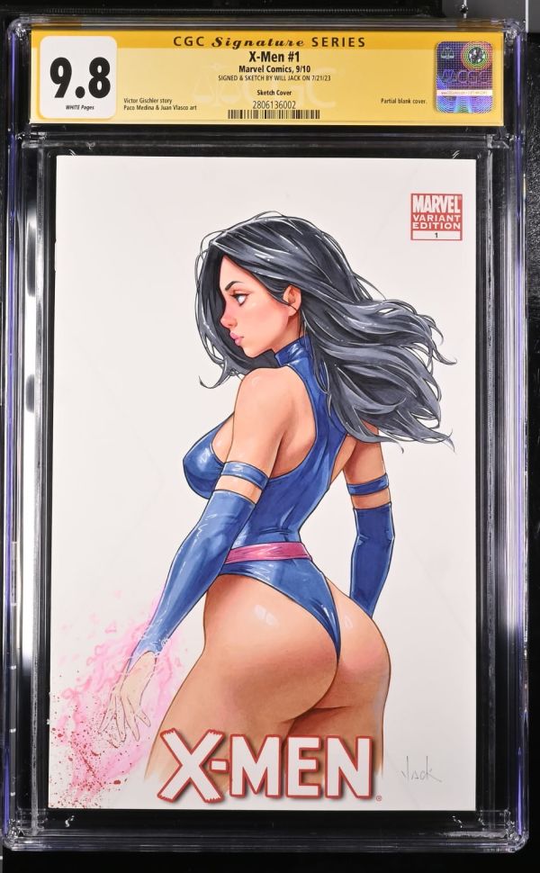 Image for X-Men #1 | Sketch Cover | CGC 9.8 | Signature SeriesSIGNED & SKETCH BY WILL JACK ON 7/21/23Partial blank cover.Victor Gischler storyPaco Medina & Juan Vlasco art