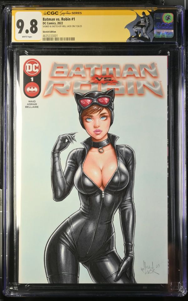 Image for Batman vs. Robin #1 | Sketch Edition | CGC 9.8 | Signature SeriesCGC Signature Series witnessed the Will Jack signing on 7/26/25.SIGNED & SKETCH BY WILL JACK ON 7/26/25Partial blank cover.Mark Waid storyMahmud Asrar art