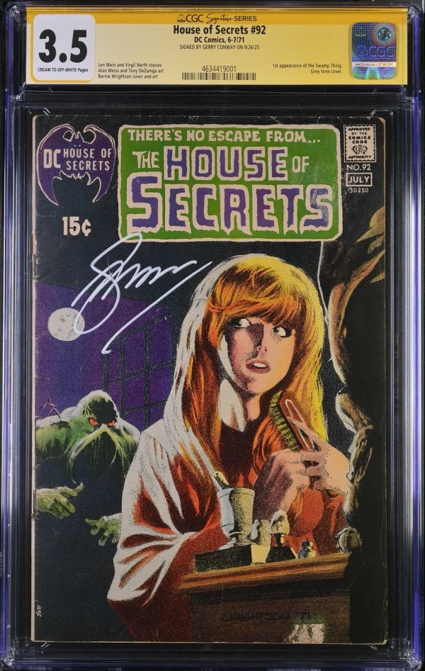 Image for House of Secrets #92 CGC 3.5 Signed by Gerry Conway