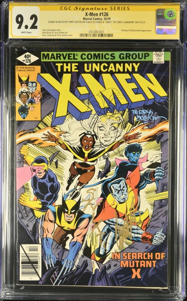 Image for X-Men #126 CGC 9.2 Signed & Sketched by Terry Austin, Signed by Chris Claremont
