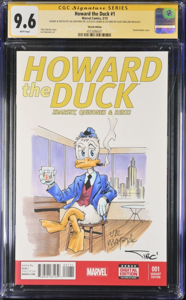 Image for Howard the Duck #1 CGC 9.6 Signed & Sketched by Val Mayerik, Signed & Colored by Alex Sinclair