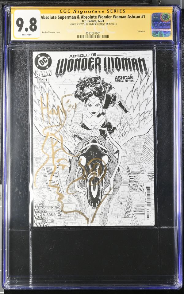 Image for Absolute Superman & Absolute Wonder Woman Ashcan #1 CGC 9.8 Signed & Sketched by Hayden Sherman