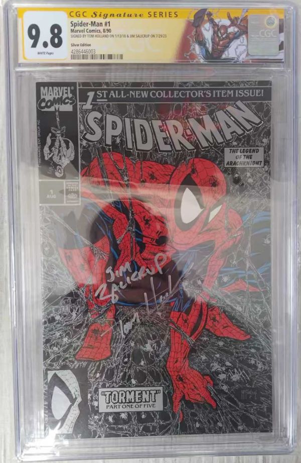 Image for Spider-Man #1 CGC 9.8 Silver Edition Signed by Tom Holland & Jim Salicrup