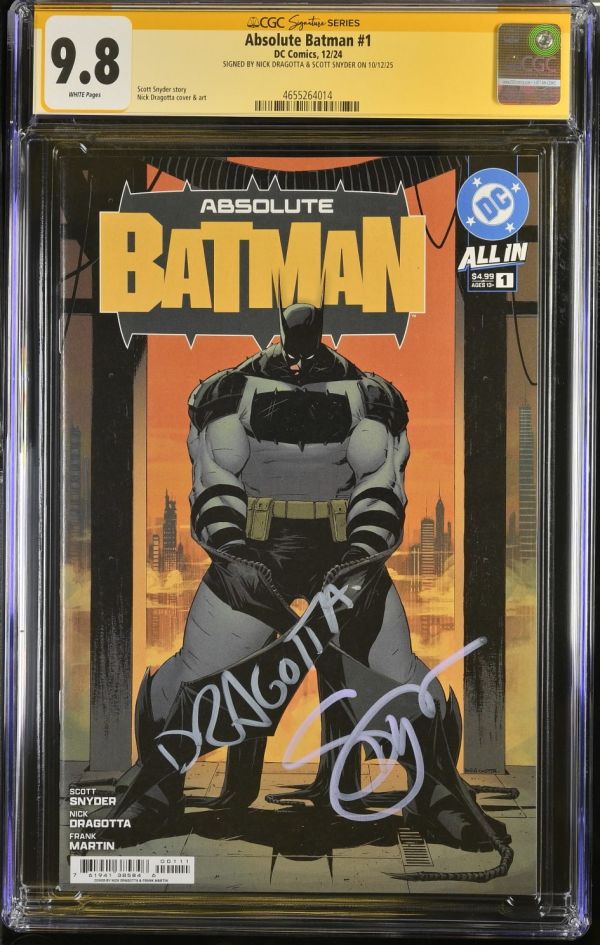 Image for Absolute Batman #1 | CGC 9.8 | SIGNED BY NICK DRAGOTTA & SCOTT SNYDER ON 10/12/2025