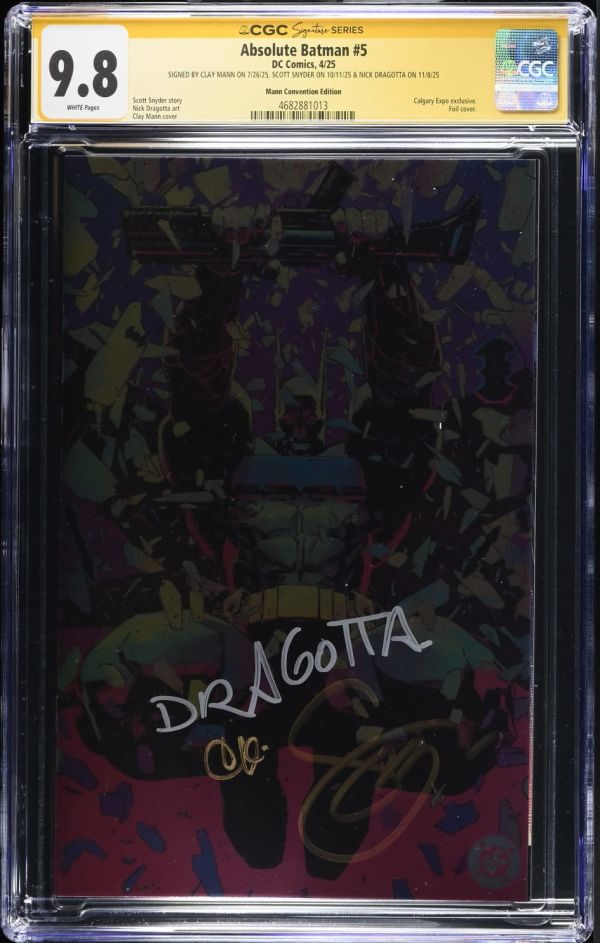 Image for Absolute Batman #5 | Mann Convention Edition | CGC 9.8 | SIGNED BY CLAY MANN ON 7/26/25, SCOTT SNYDER ON 10/11/25 & NICK DRAGOTTA ON 11/8/25