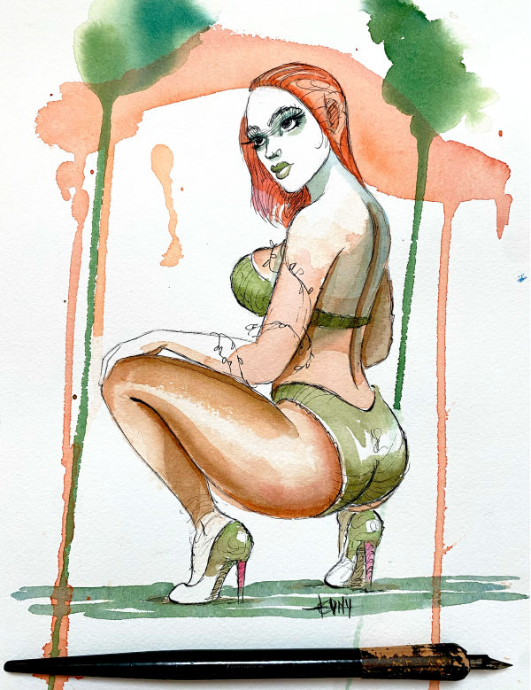 Image for Poison Ivy - ink & watercolor - 9x12