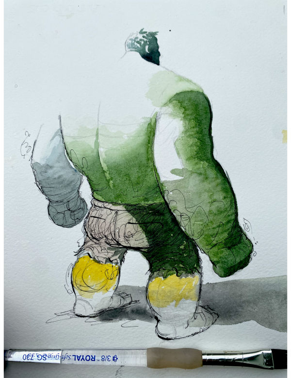 Image for Hulk - ink & watercolor - 9x12