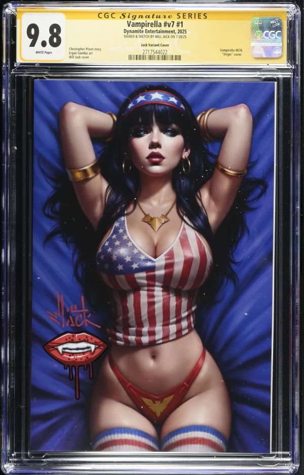 Image for CGC 9.8 SS Vampirella #1 4th of July by Will Jack signed & sketched Ltd. 300